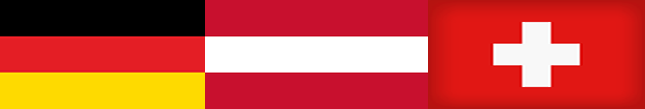 Auf diesem Bild sind die Fahnen vom Deutschland, von Österreich und der Schweiz zu sehen. Und zwar in der Reihenfolge von links nach rechts. Dieses Bild ist mit einem internen Link versehen, der zur deutschsprachigen Seite des Restaurantes Adria führt.