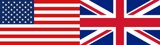 This picture shows the flags of the USA and the United Kingdom. In the order from left to right. This picture is provided with an internal link that leads to the English-language page of the Adria restaurant.